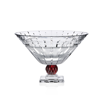 Mario Cioni Crystal Isadora Bowl with Red Sphere on white back ground available at Spacio India for luxury home decor accessories collection of Bowls & Centerpieces.