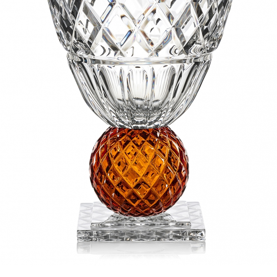 Close look of Amber Sphere of Mario Cioni Crystal Katherina Vase 2123 44 884 available at Spacio India for luxury home decor accessories collection of Vases & Centerpieces.