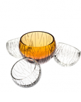 Nova Large 4 Elements by Tondo Doni, featuring spherical amber and transparent crystal vases, handcrafted in Italy for luxurious home decor.