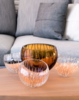 Mario Cioni Crystal Nova with 4 bowls elements on coffee table in living room interior available at Spacio India for luxury home decor collection of decorative bowls.