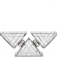 A smaller Mario Cioni Pyramidion Crystal Centrepiece featuring a geometric pyramid-inspired design and square base, handcrafted from lead crystal for elegant interiors.