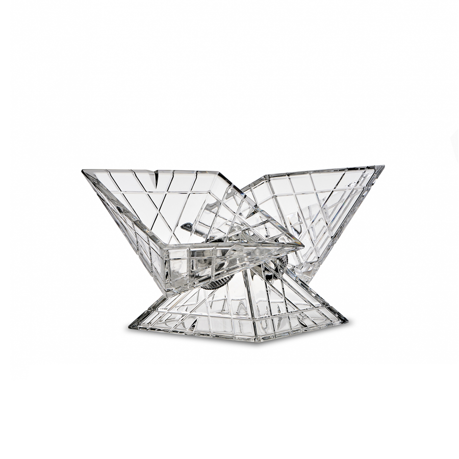 Different look of Mario Cioni Crystal Pyramidion Centerpiece Bowl by Tondo Doni on a white back ground available at Spacio India for luxury home decor accessories collection of Bowls.