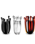 Mario Cioni Crystal Black Liquid Mood Vase by Tondo Doni with different color vases on a white back ground available at Spacio India for luxury home decor collection of decorative Vases