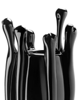 Close look of Mario Cioni Crystal Black Liquid Mood Vase by Tondo Doni on a white back ground available at Spacio India for luxury home decor collection of decorative Vases