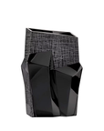 Limited edition Tondo Doni Metropolis Black Vase by Mario Cioni, handcrafted in Italy with pure crystal, blending cubism and modernism for luxurious decor.