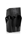 Side look of Mario Cioni Metropolis Black Crystal Vase by Tondo Doni on a white background available at spacio india for luxury home decor collection of decorative vases.