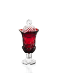 Mario Cioni Crystal Incense Red color Burner with clear base & cap on a white back ground available at Spacio India for luxury home decor accessories collection.