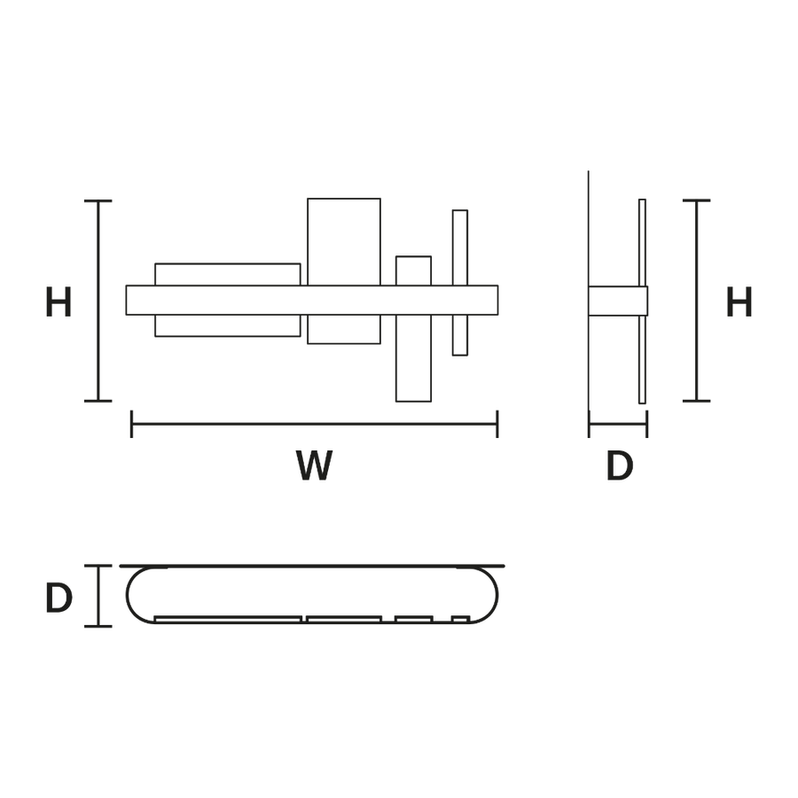 Technical drawing of a mechanical component with dimensions labeled H, W, and D.