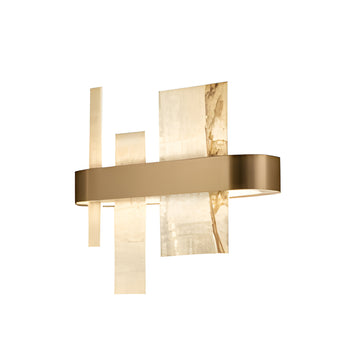Modern wall light fixture with gold and marble finish  by Masiero available at Spacio retail stores in Mumbai & Kolkata, on a white background