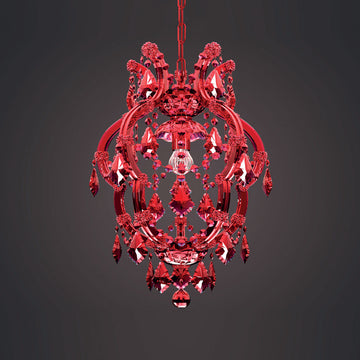 Classic Red chandelier on a dark gray background from Masiero available at Spacio in India. 