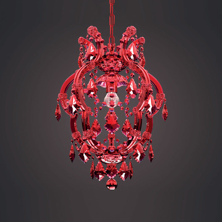 Classic Red chandelier on a dark gray background from Masiero available at Spacio in India. 