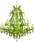 Green classic crystal chandelier by Masiero on a white background available at Spacio in India. 