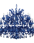 Classic Blue crystal chandelier with intricate design on a white background by Masiero available at Spacio in India. 
