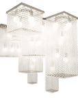 Modern chandelier with crystal accents on a black background