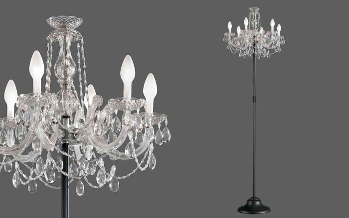 Close up of Masiero's Drylight chandeliers style floor lamp on a gray background