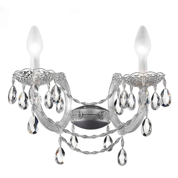 Outdoor Decorative wall sconce with crystal accents on a white background