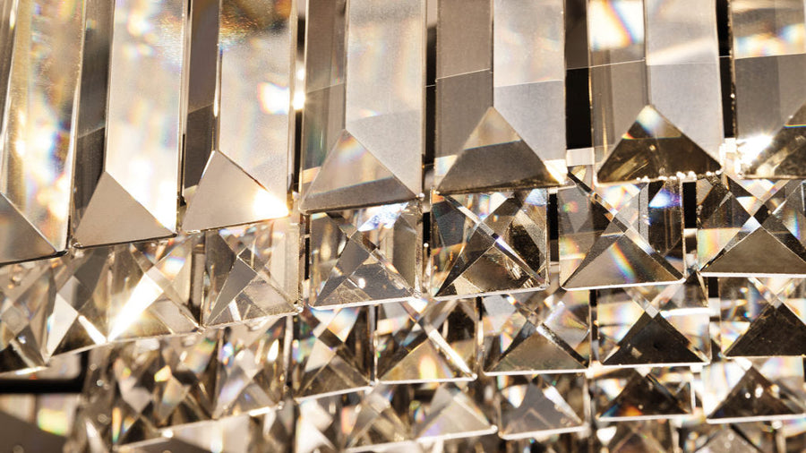 Close-up of a chandelier with crystal-like design