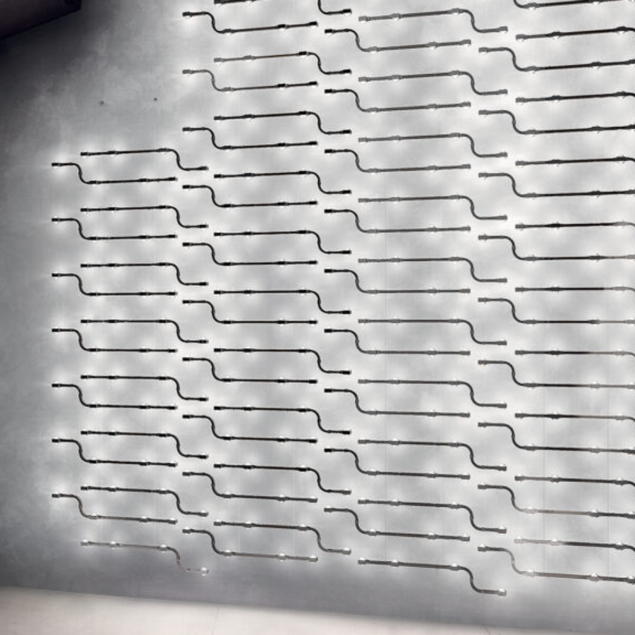 Decorative modular wall lights with wavy pattern on a gray background