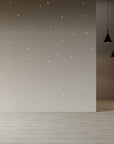 Meystyle Stars Boutique LED Wallpaper in an elegant beige finish with embedded LED lights, bringing the night sky indoors. Available at Spacio India.