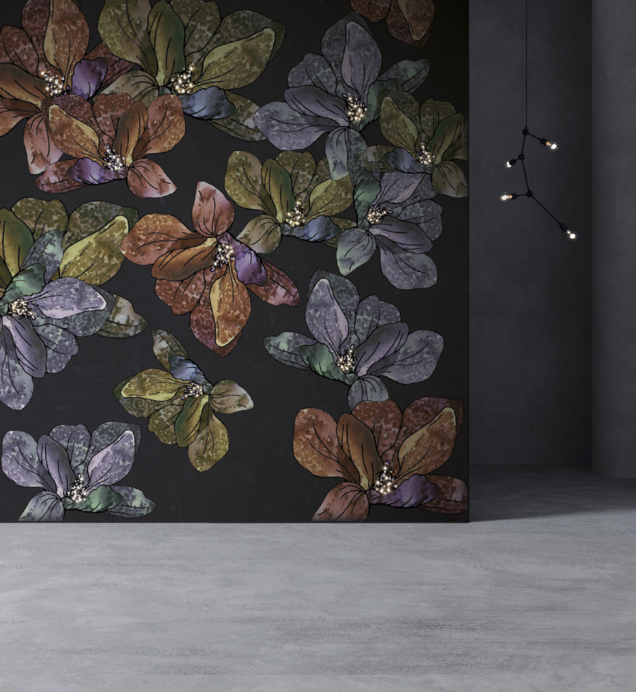 Luxury multicoloured floral design Meystyle Dreams Boutique LED & Crystal Wall Paper illuminated with LED lights and crystals, from UK's Meystyle, at Spacio India.