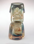 Murano Glass sculpture of a face with a marbled design on a white background