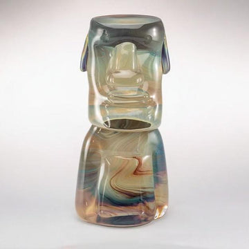 Murano Glass sculpture of a face with a marbled design on a white background