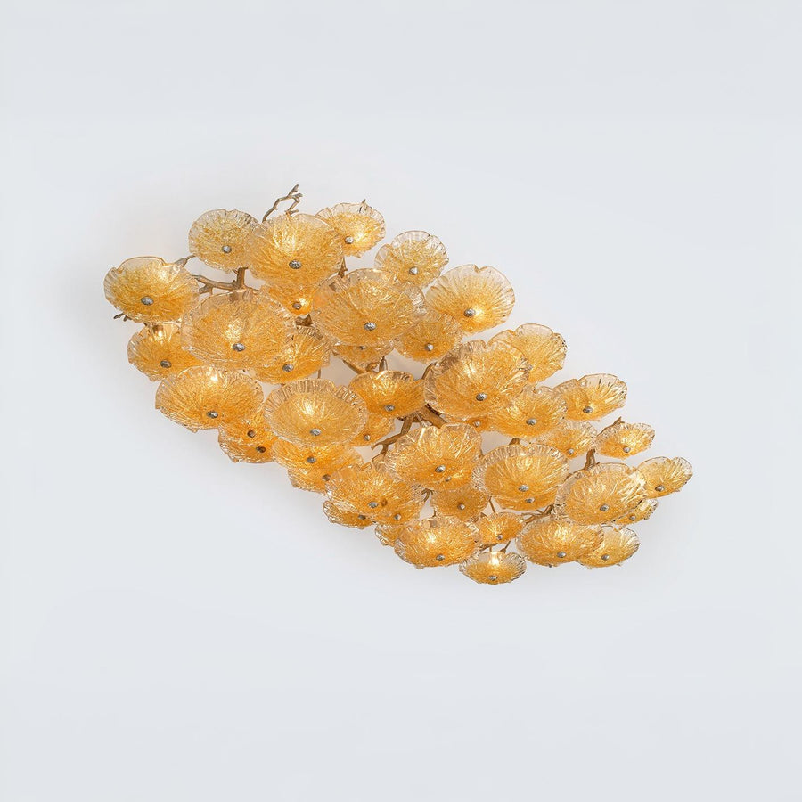 Cluster of yellow glass lights on a white background