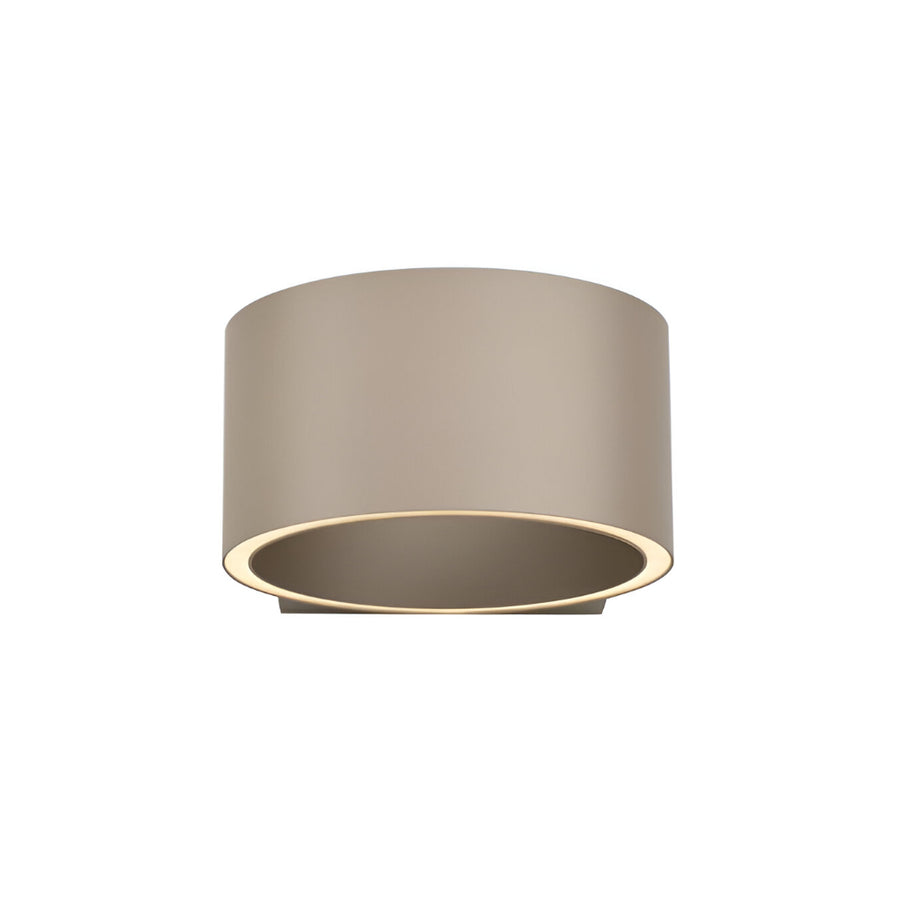 Beige cylindrical lampshade on a white background