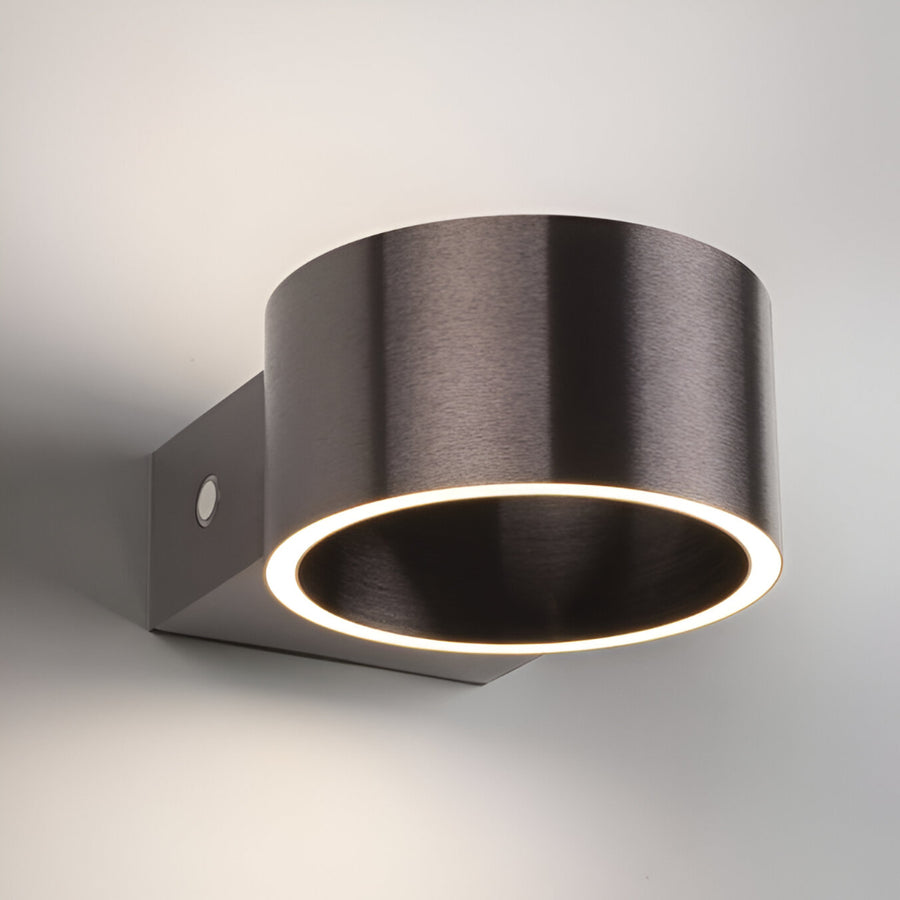Modern wall-mounted rechargeable light fixture on a gray background
