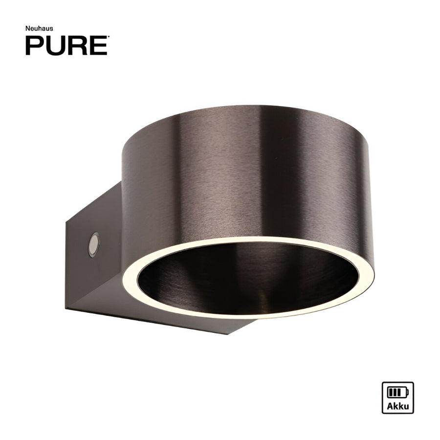 Wall-mounted rechargeable light fixture with 'Neuhaus Pure' branding on a white background