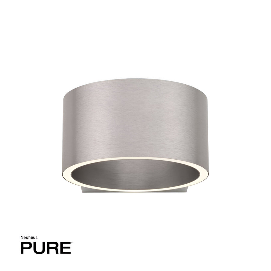 Gray cylindrical light fixture on a white background with 'Neuhaus PURE' branding.
