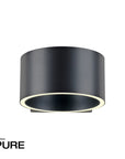 Black cylindrical light fixture with gold interior on a white background, featuring the brand 'Neuhaus Pure'.