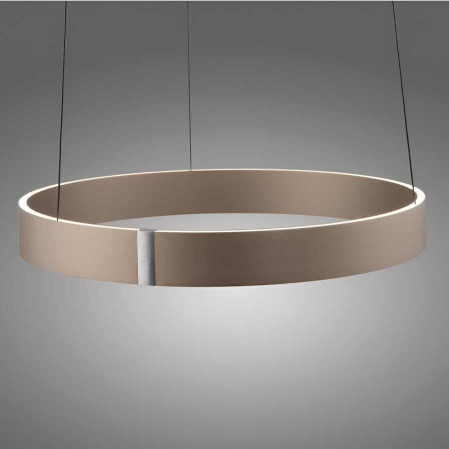 Modern ring pendant light on a gray background