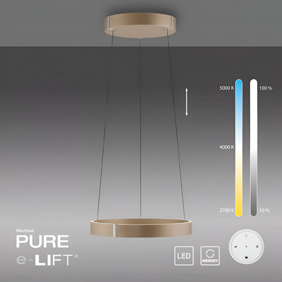 Ceiling light fixture with control panel on a gray background