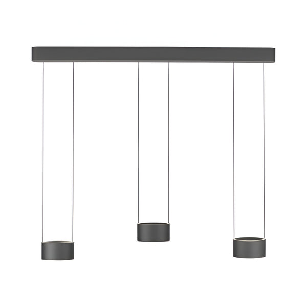 Modern pendant light fixture with three hanging shades on a white background with manual height adjusted feature with comfort lift system from Neuhaus Pure available at Spacio retail stores in Mumbai & Kolkata.