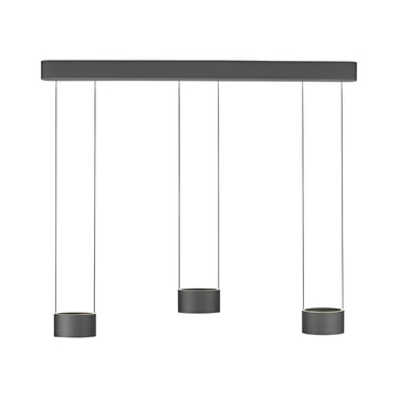 Modern pendant light fixture with three hanging shades on a white background with manual height adjusted feature with comfort lift system from Neuhaus Pure available at Spacio retail stores in Mumbai & Kolkata.