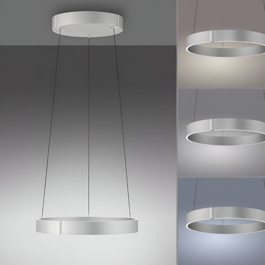Modern pendant kinetic light fixture on a gray background