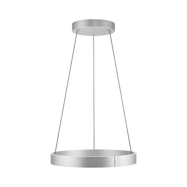 Modern kinetic chandelier with a white circular shade on a white background from Neuhaus Pure available at Spacio retail store in Mumbai & Kolkata.