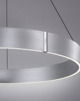 Modern circular kinetic chandelier on a gray background