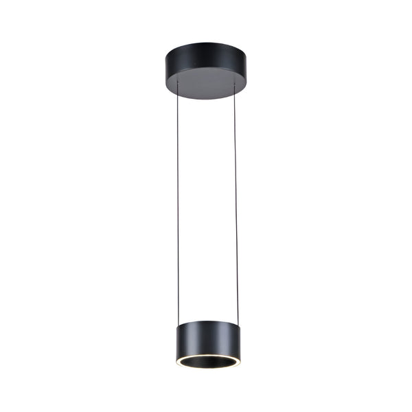 Black pendant light fixture with height adjustable feature on a white background from Neuhaus Pure, available at Spacio in India. 
