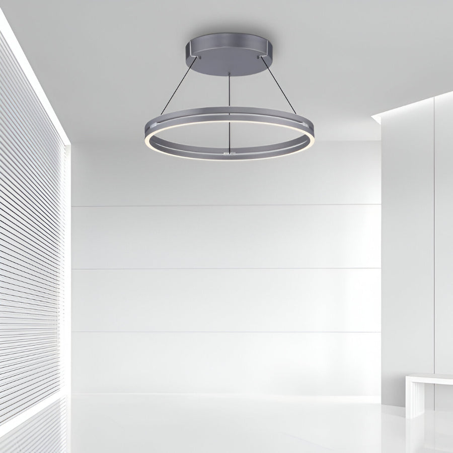 Ceiling kinetic light fixture in a modern interior setting