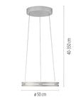 Kinetic Pendant light with dimensions on a white background