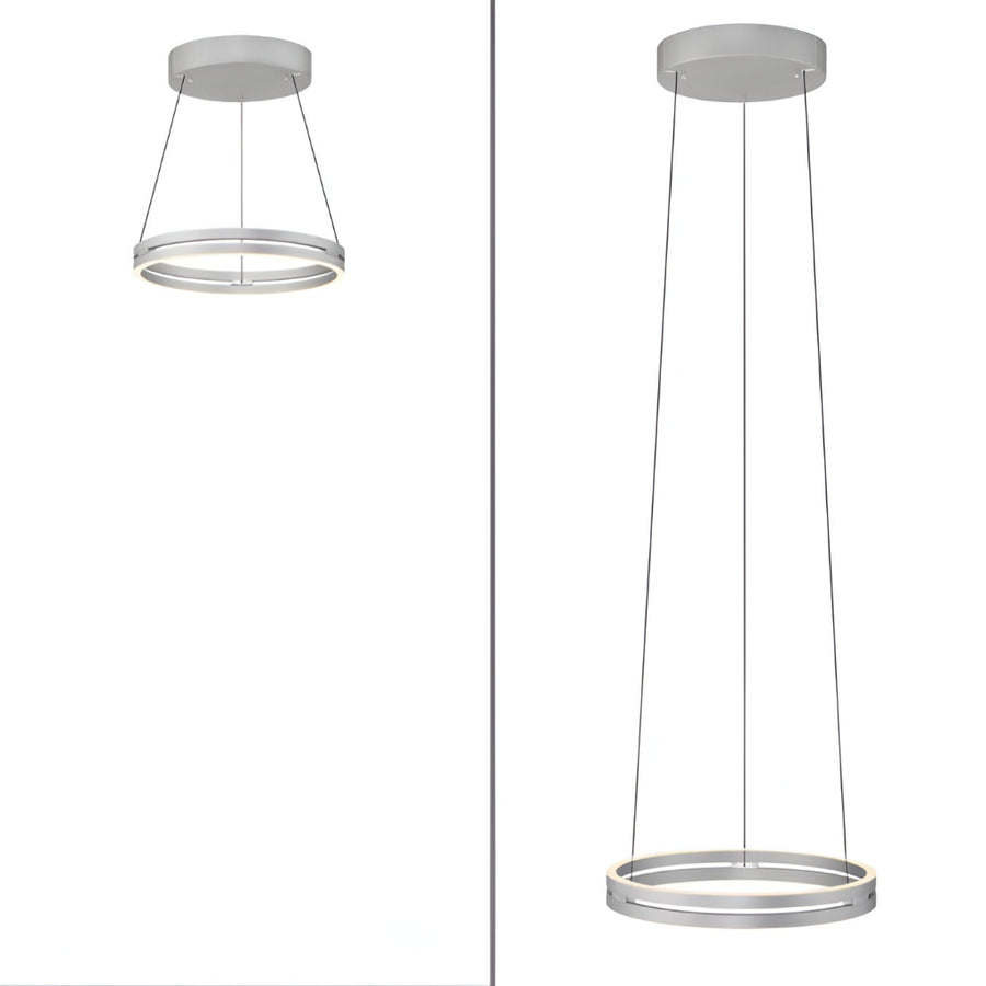 Two modern pendant kinetic lights on a white background
