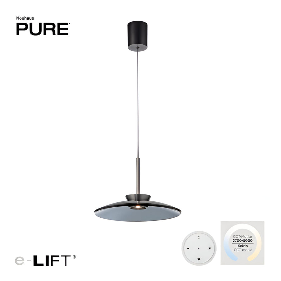 Neuhaus Pure kinetic pendant light with e-LIFT technology on a white background