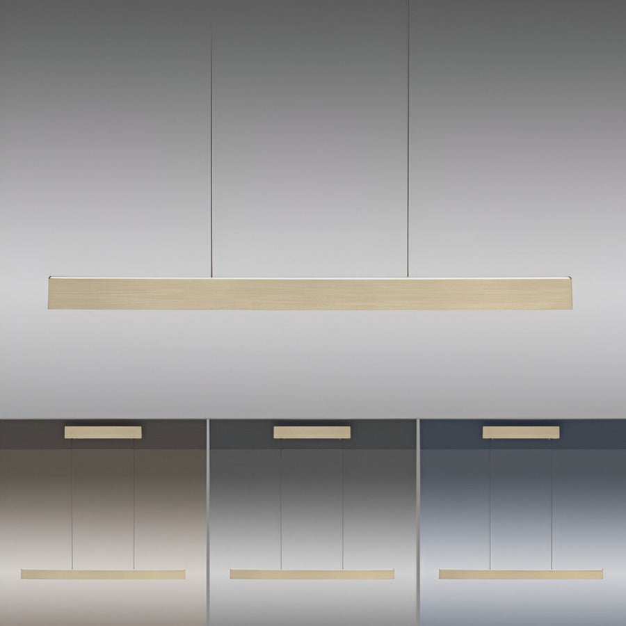 Modern suspension kinetic light with metallic finish showing different colour temperatures