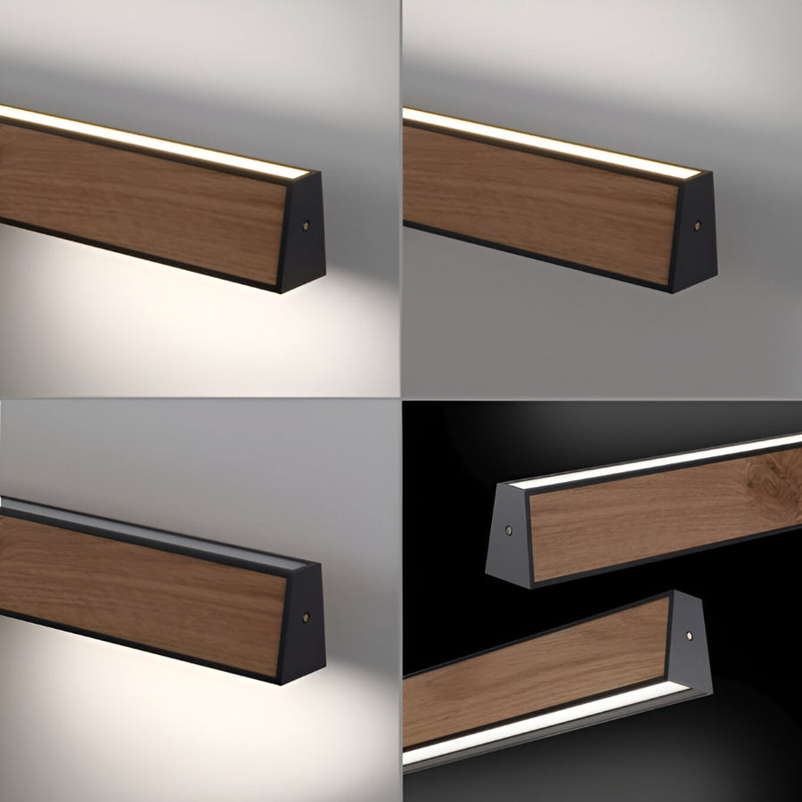 Various lighting modes of E-motion kinetic light fixture with black frame on a gray background