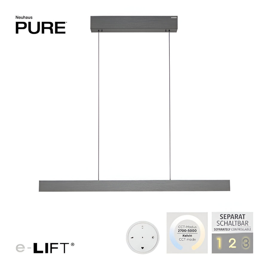 E-Motion Platinum Grey Kinetic Chandelier Light by Neuhaus Pure | Spacio