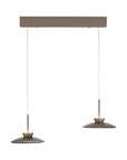 Two pendant lights hanging from a rectangular light fixture on a white background with adjustable height mechanism from Neuhaus Pure, available at Spacio retail stores in India. 