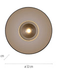 Round ceiling light fixture with dimensions on a white background
