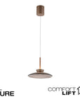 Neuhaus pendant light with 'Pure' and 'Comfort Lift' text on a white background
